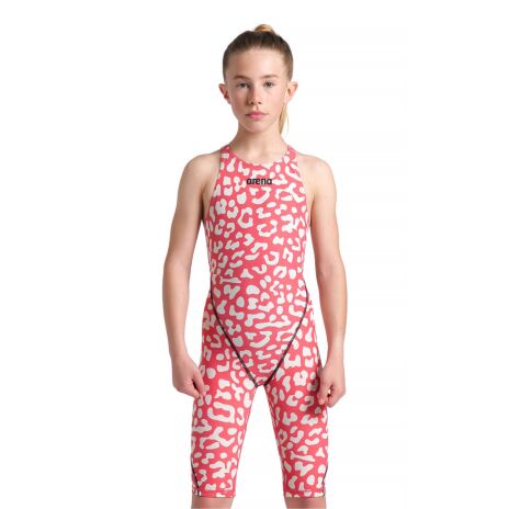 Girl's Powerskin ST Next Junior Full Body Short Leg Open Back LE Leopard